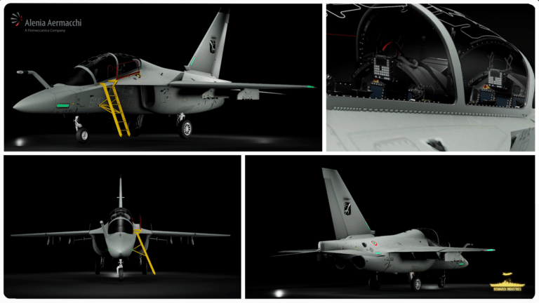 The Alenia Aermacchi M-346 Master Training Aircraft in Roblox is a highly detailed, scripted model of the twin-engine transonic jet developed for advanced pilot training and light combat roles.