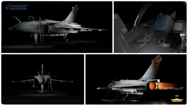 The Dassault Rafale Multirole Fighter in Roblox is a highly detailed and scripted model of France’s iconic twin-engine, canard delta-wing aircraft developed by Dassault Aviation.