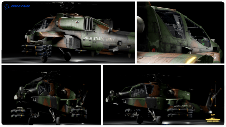 The Boeing AH-64D Apache Attack Helicopter in Roblox is a fully scripted, highly detailed model of the iconic American twin-turboshaft attack helicopter.